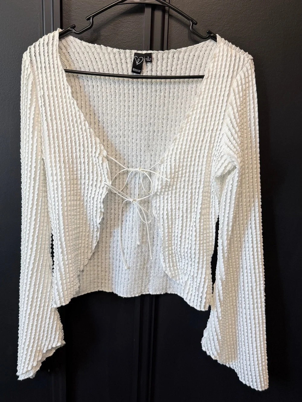 Zara White Knit Wrap-Style Top